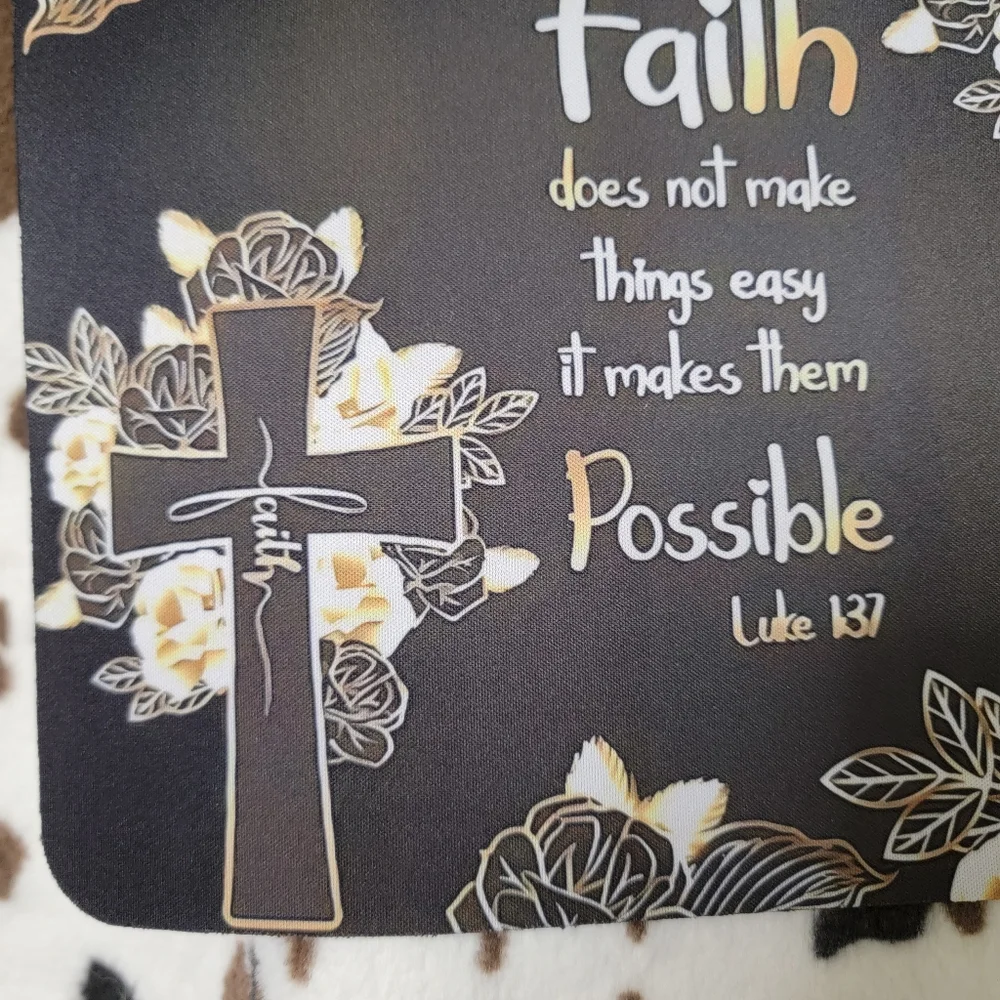 Faith Cross Floral Computer Mouse Pad